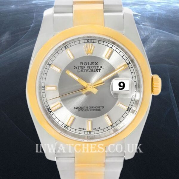 Rolex Datejust 36mm 116203STSO Men's Oyster Bracelet Silver Tuxedo Dial