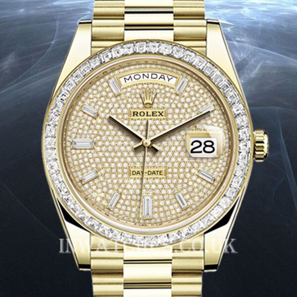 Rolex Day-Date m228398tbr-0036 40mm Men's Gold-tone Diamond Paved Dial